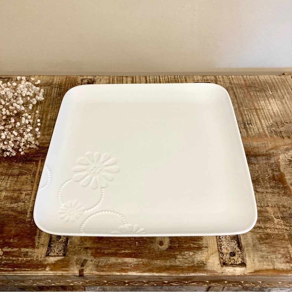 Princess House White Porcelain Serving Platter Marissa Square Oven Safe Tray